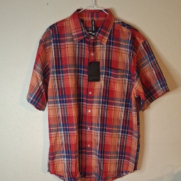TRUE ROCK Red and Blue Casual Button Down Shirt Size XXL NWT - Picture 1 of 7